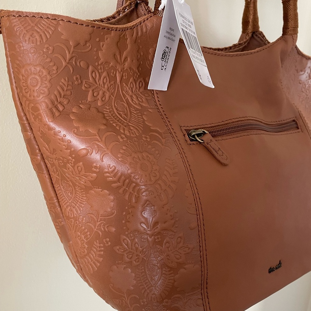 The Sak Tan Leather Embossed Tote with Tassel - Picture 5 of 12